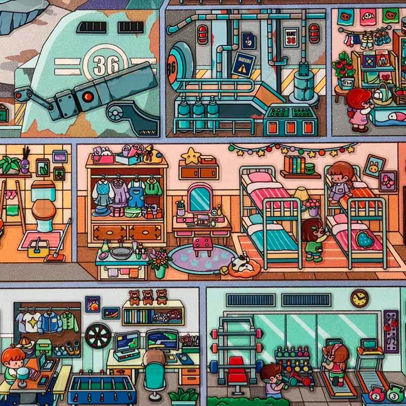 Mini Odyssey DIY 3D Scene Stickers 2 Cute Miniature Scenes(xL)