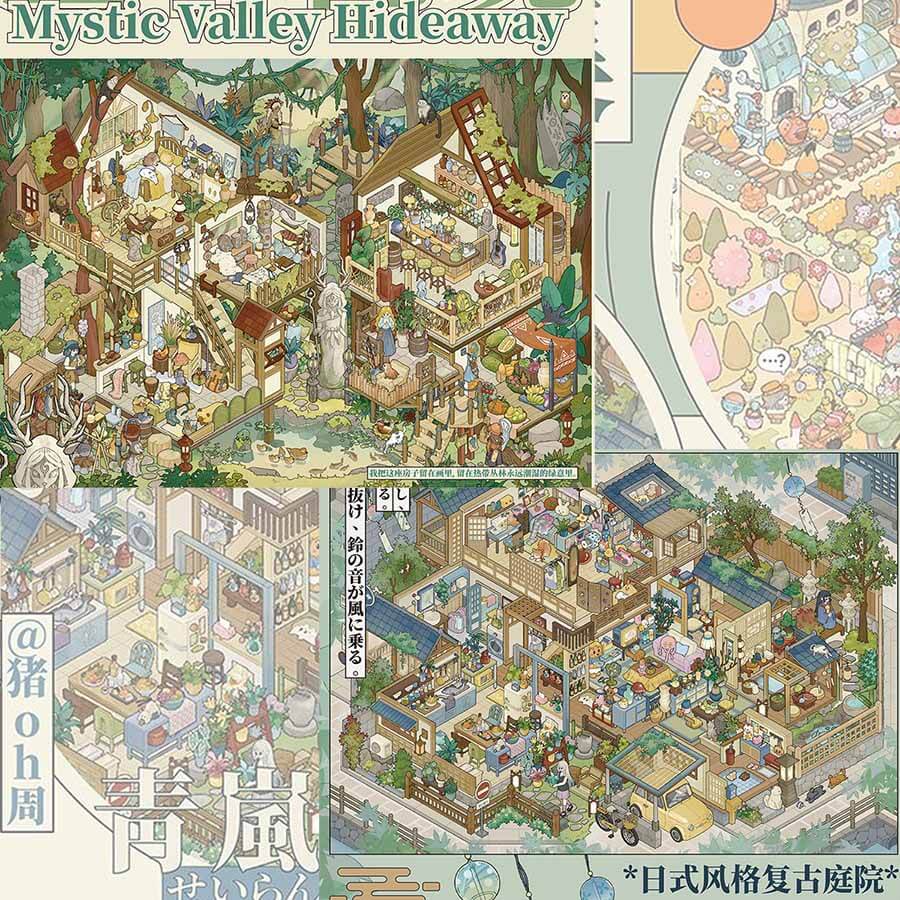 Misty Whisper DIY 3D Scene Stickers With Guide Lines(L)