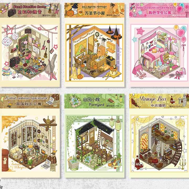 Modern Architecture Book DIY 3D Scene Stickers Cute Scenes(S)