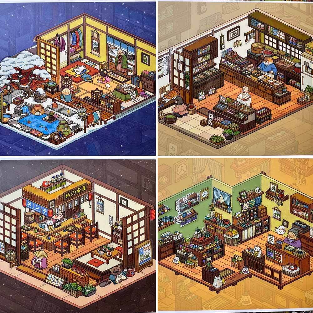 Monster Shop DIY 3D Scene Sticker 4 Cute Miniature Scenes(M)