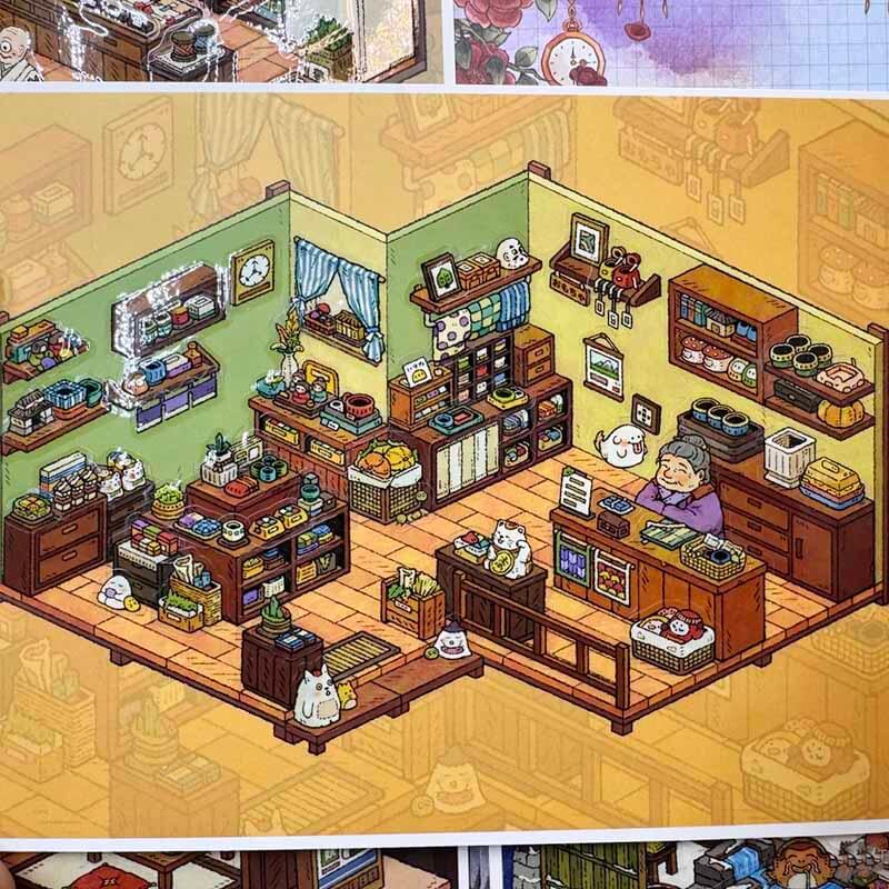 Monster Shop DIY 3D Scene Sticker 4 Cute Miniature Scenes(M)