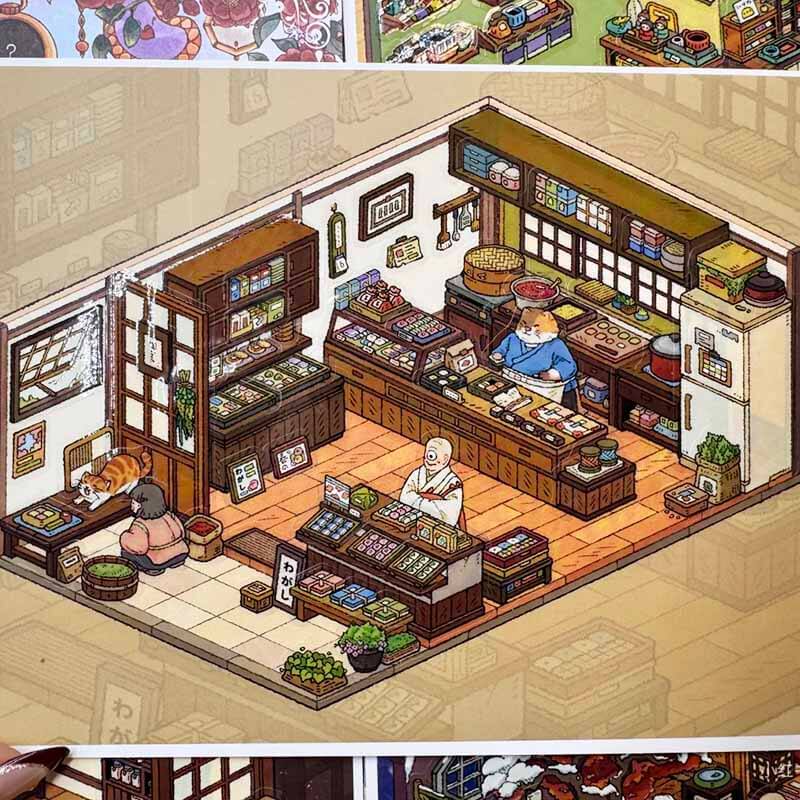 Monster Shop DIY 3D Scene Sticker 4 Cute Miniature Scenes(M)