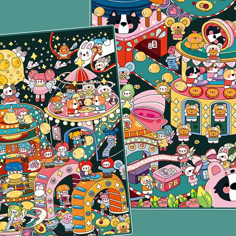 Moonlight Feast DIY 3D Scene Stickers 2 Cute Miniature Scenes (L)