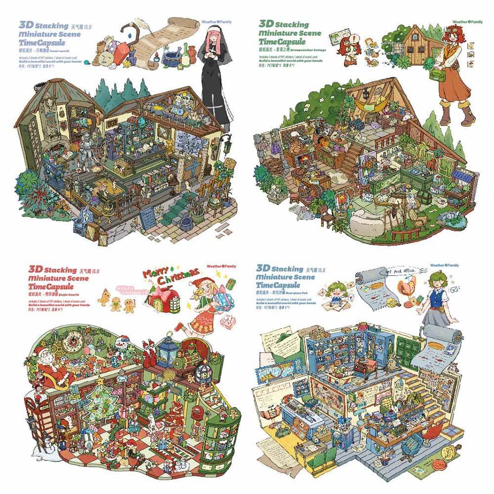 Moonlight Symphony DIY 3D Sticker 4 Cute Miniature Scenes(L)