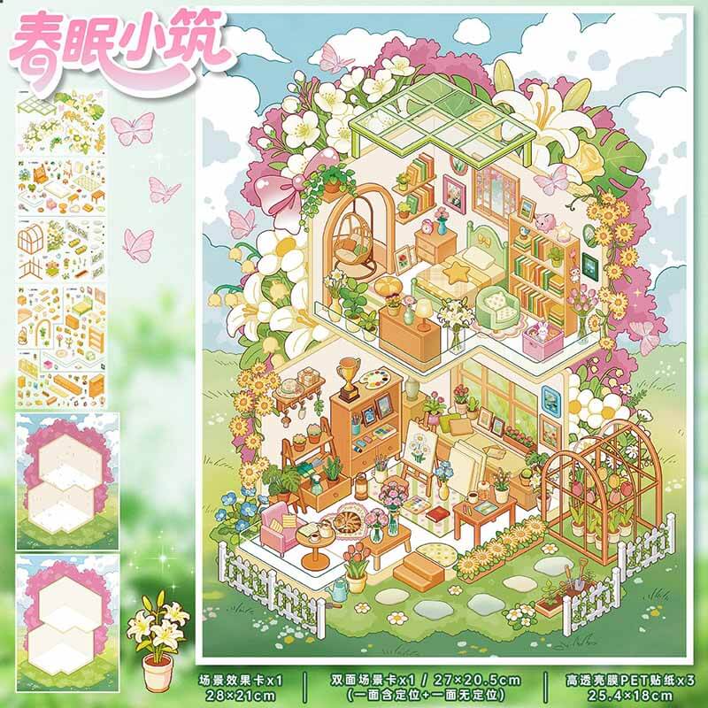 Mountain Haven DIY 3D Scene Stickers 4 Cute Scenes(L)