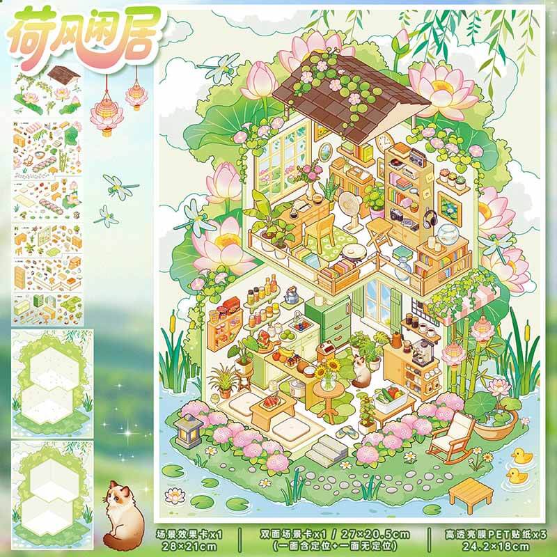 Mountain Haven DIY 3D Scene Stickers 4 Cute Scenes(L)