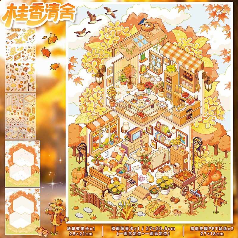 Mountain Haven DIY 3D Scene Stickers 4 Cute Scenes(L)