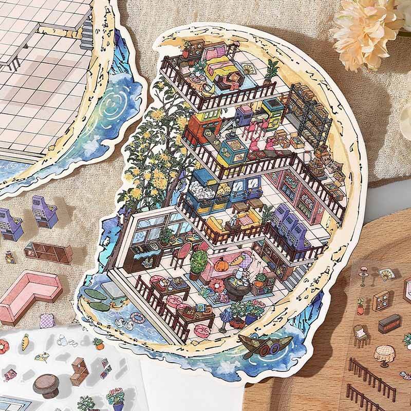 Mountain Veil DIY 3D Scene Stickers 4 Cute Miniature Scenes(S)