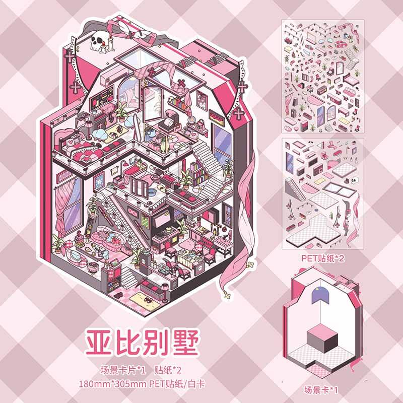 Enchanted Hideaway DIY 3D Scene Stickers 3 Cute Miniature Scenes(L)