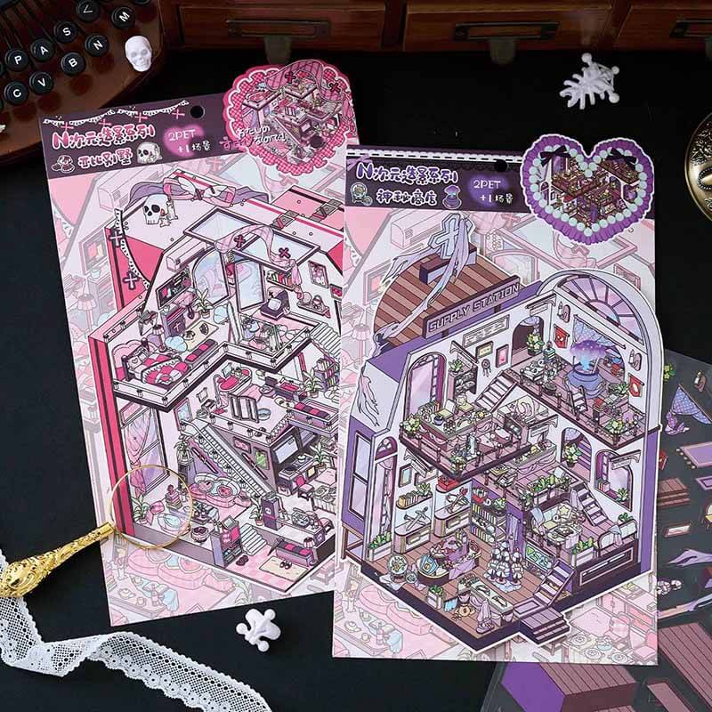 Enchanted Hideaway DIY 3D Scene Stickers 3 Cute Miniature Scenes(L)