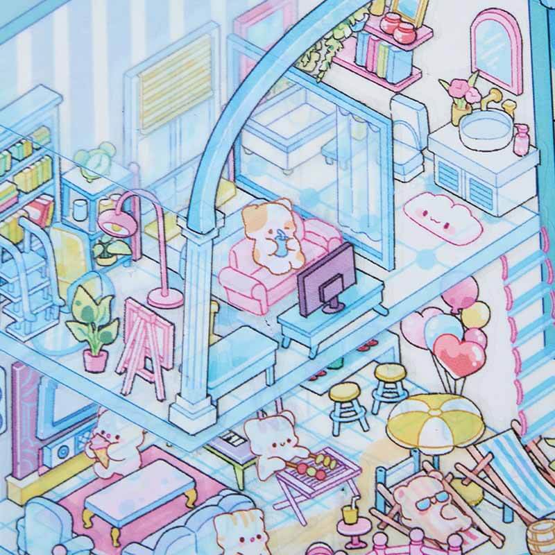 Mystery Vacation DIY 3D Scene Stickers 4 Cute Miniature Scenes(M&L)
