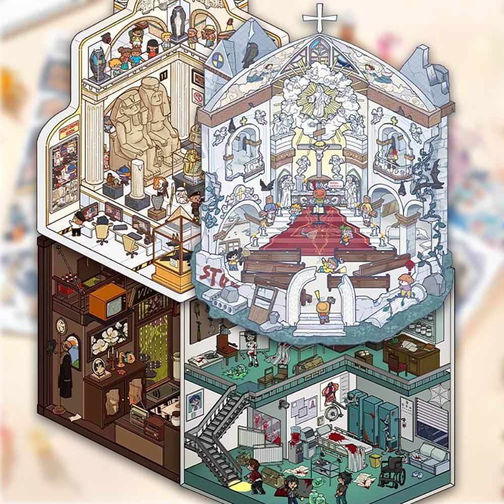 Mystery Horror Stories DIY 3D Scene Stickers 4 Cute Miniature Scenes