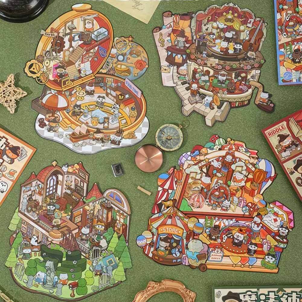 Mystic Carnival DIY 3D Scene Stickers 4 Cute Miniature Scenes(L)