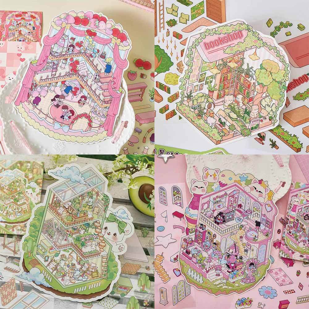 Nature Heart DIY 3D Scene Stickers 2 Cute Miniature Scenes(M)