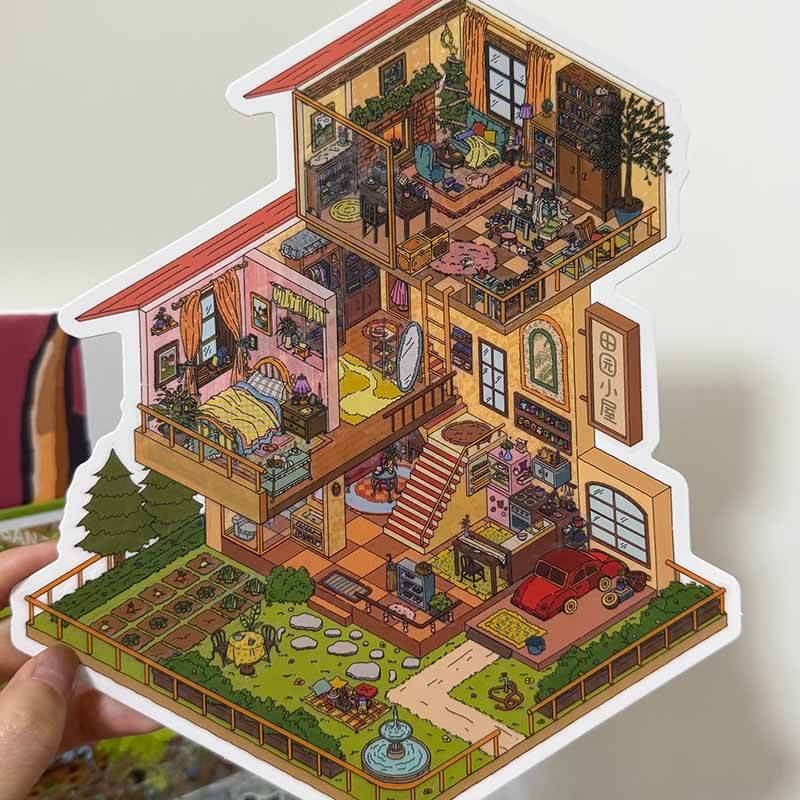 Nature & Books DIY 3D Scene Stickers 2 Cute Miniature Scenes(S&L)
