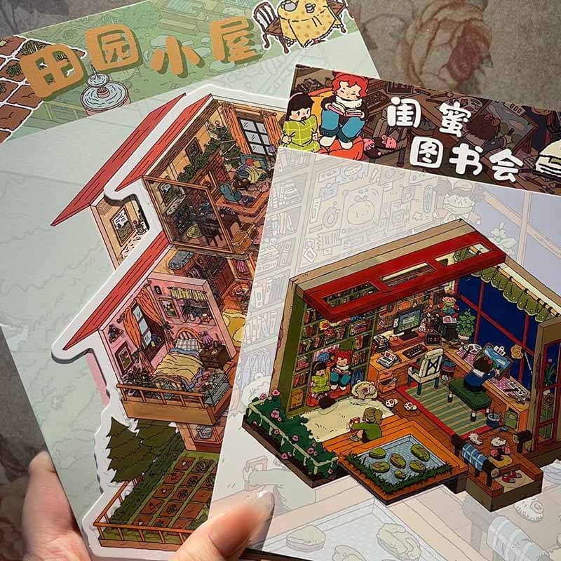 Nature & Books DIY 3D Scene Stickers 2 Cute Miniature Scenes
