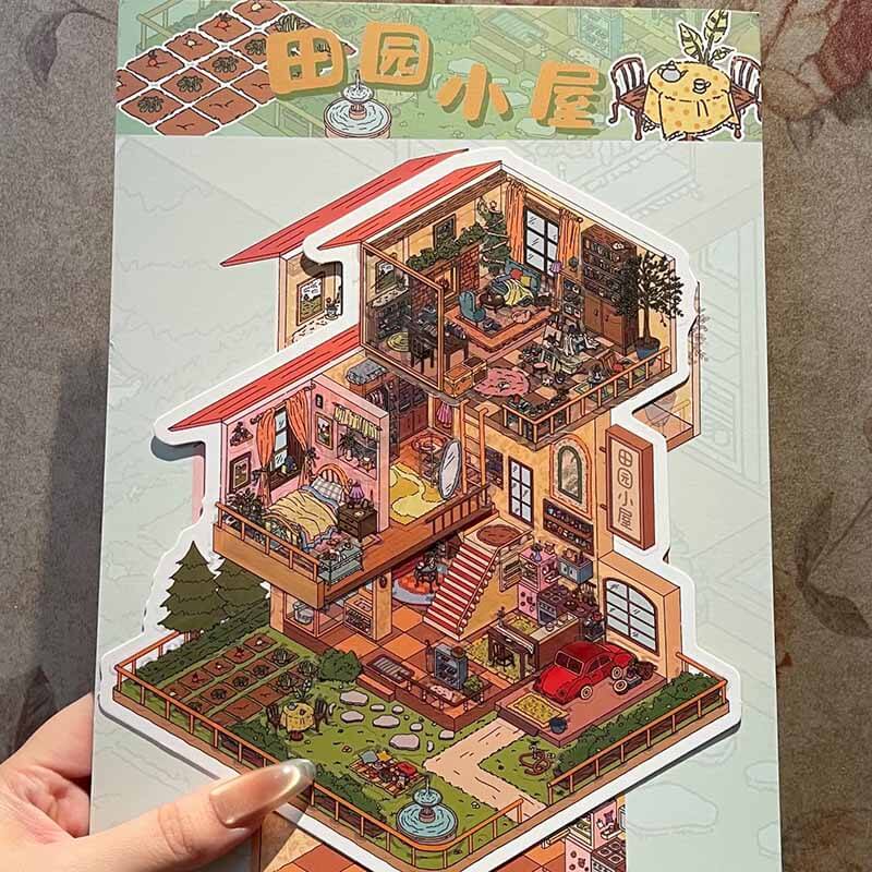 Nature & Books DIY 3D Scene Stickers 2 Cute Miniature Scenes(S&L)