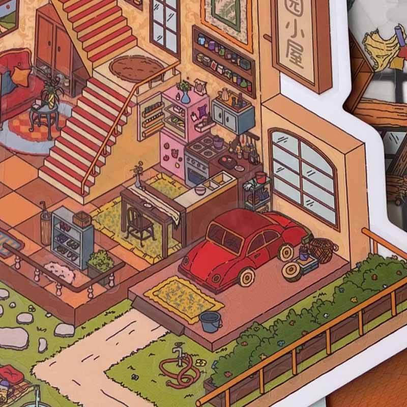 Nature & Books DIY 3D Scene Stickers 2 Cute Miniature Scenes(S&L)