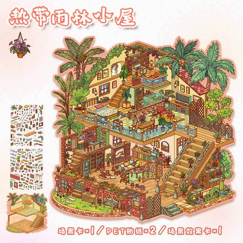 Nature’s Secret DIY 3D Scene Stickers 2 Cute Miniature Scenes(L)