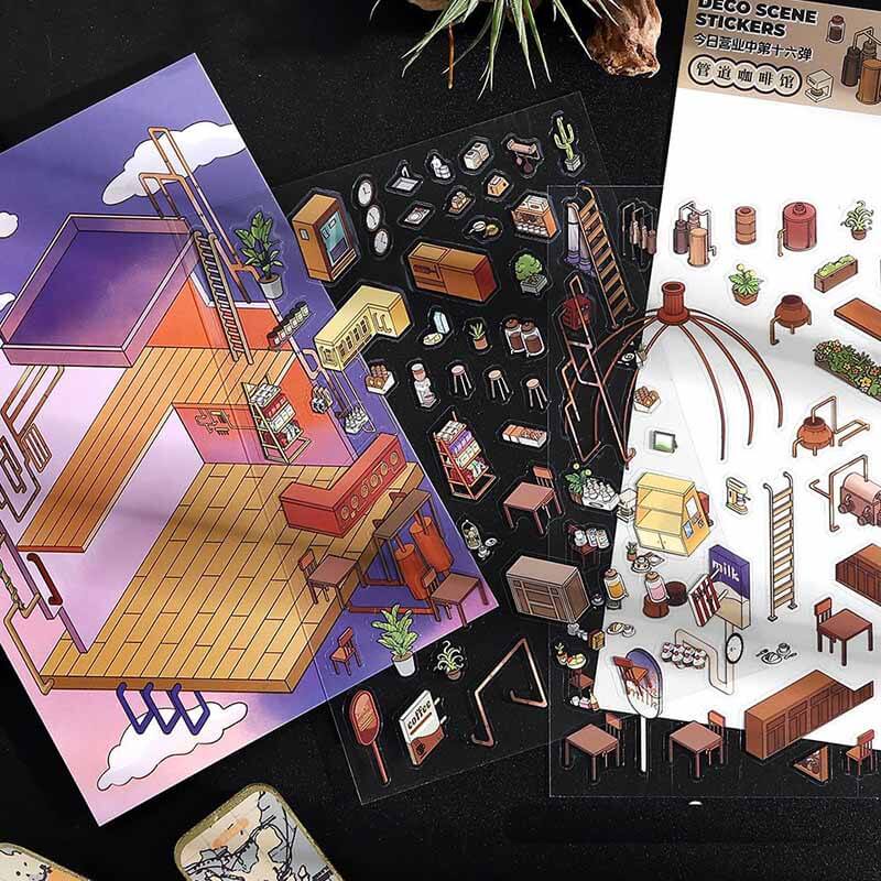 Neo Chill City DIY 3D Scene Stickers 4 Cute Miniature Scenes