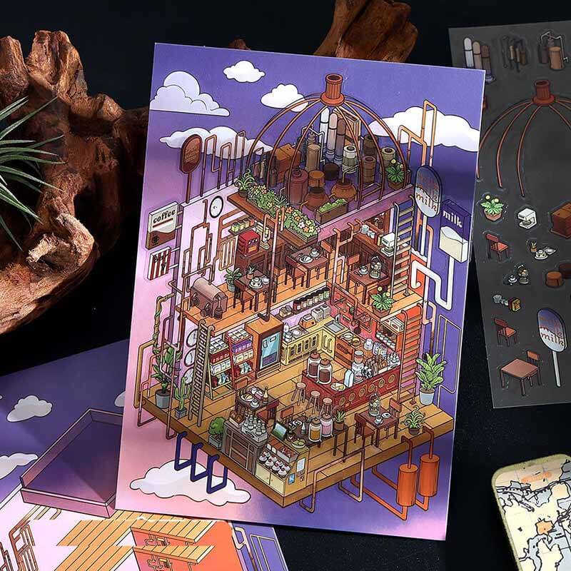 Neo Chill City DIY 3D Scene Stickers 4 Cute Miniature Scenes