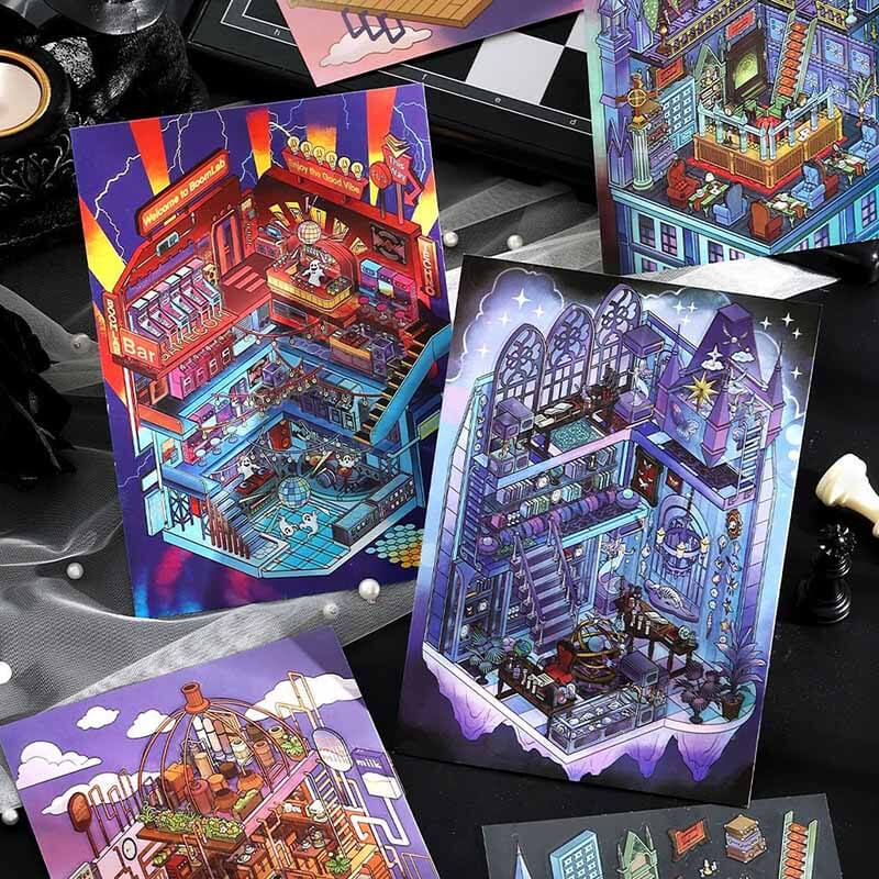 Neo Chill City DIY 3D Scene Stickers 4 Cute Miniature Scenes