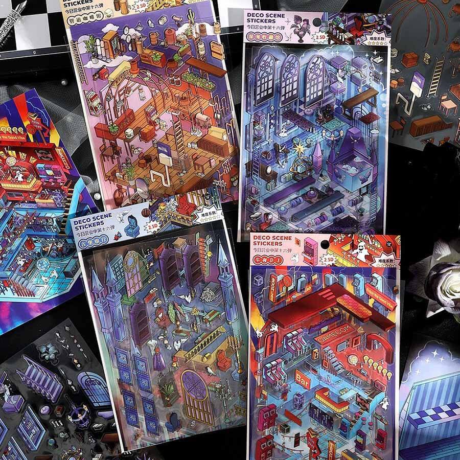 Neo Chill City DIY 3D Scene Stickers 4 Cute Miniature Scenes
