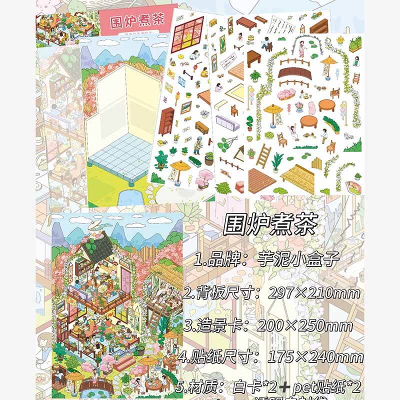 Neo Retro Vibes DIY 3D Scene Stickers 3 Cute Miniature Scenes(L)