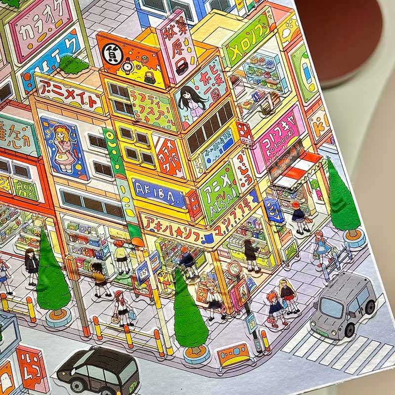 Neo Retro Vibes DIY 3D Scene Stickers 3 Cute Miniature Scenes(L)