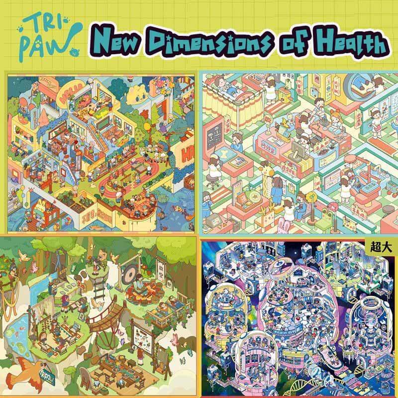 New Dimensions of Health DIY 3D Scene Stickers 4 Miniature Scenes(xL)