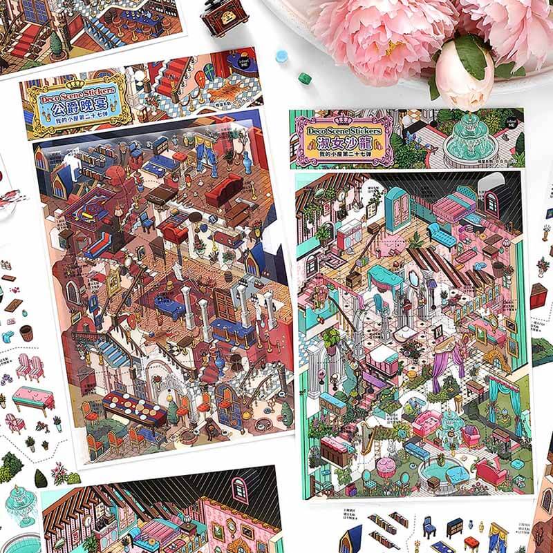 Noble Soiree DIY 3D Scene Stickers 2 Cute Scenes(L)