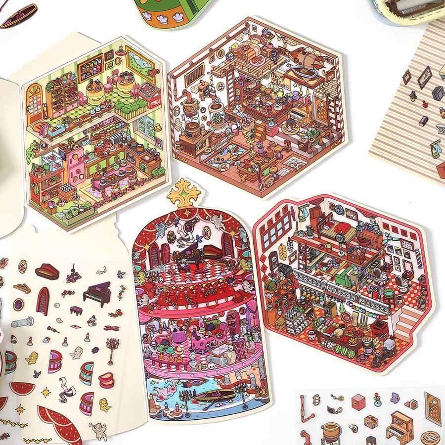 Nostalgic Chronicles DIY 3D Scene Stickers 4 Cute Miniature Scenes(S)