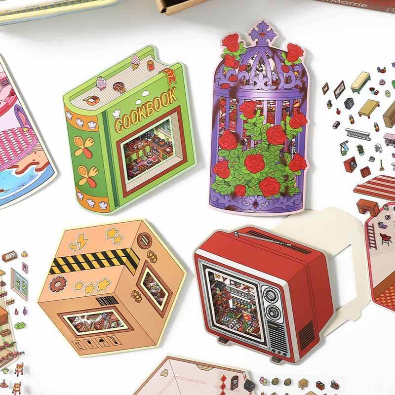 Nostalgic Chronicles DIY 3D Scene Stickers 4 Cute Miniature Scenes(S)