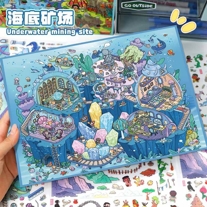 Ocean Frontier DIY 3D Scene Stickers 2 Cute Miniature Scenes(L)