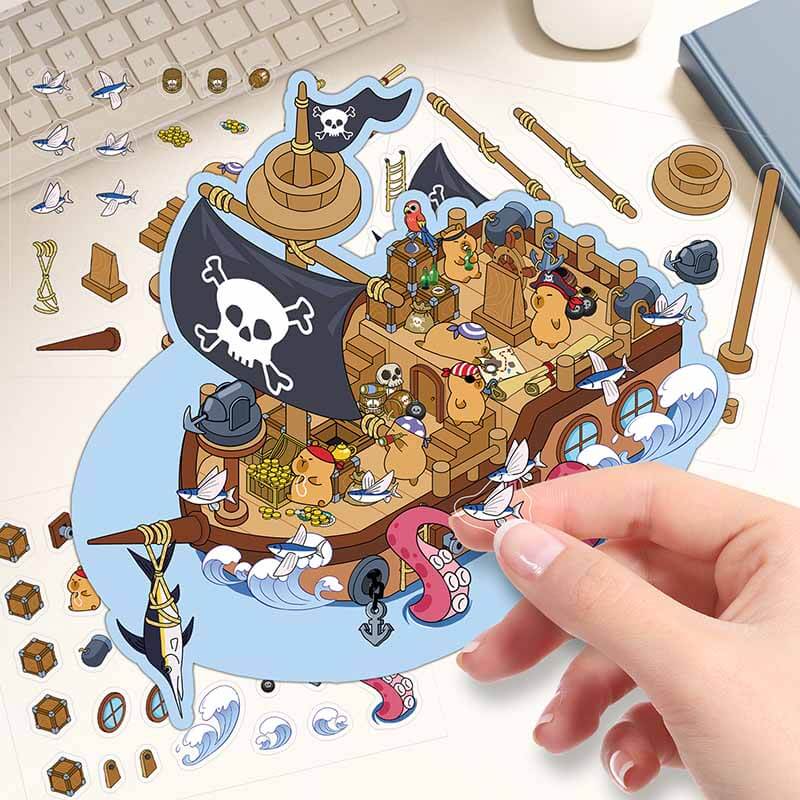 Ocean Whispers DIY 3D Scene Stickers 4 Cute Miniature Scenes(S)