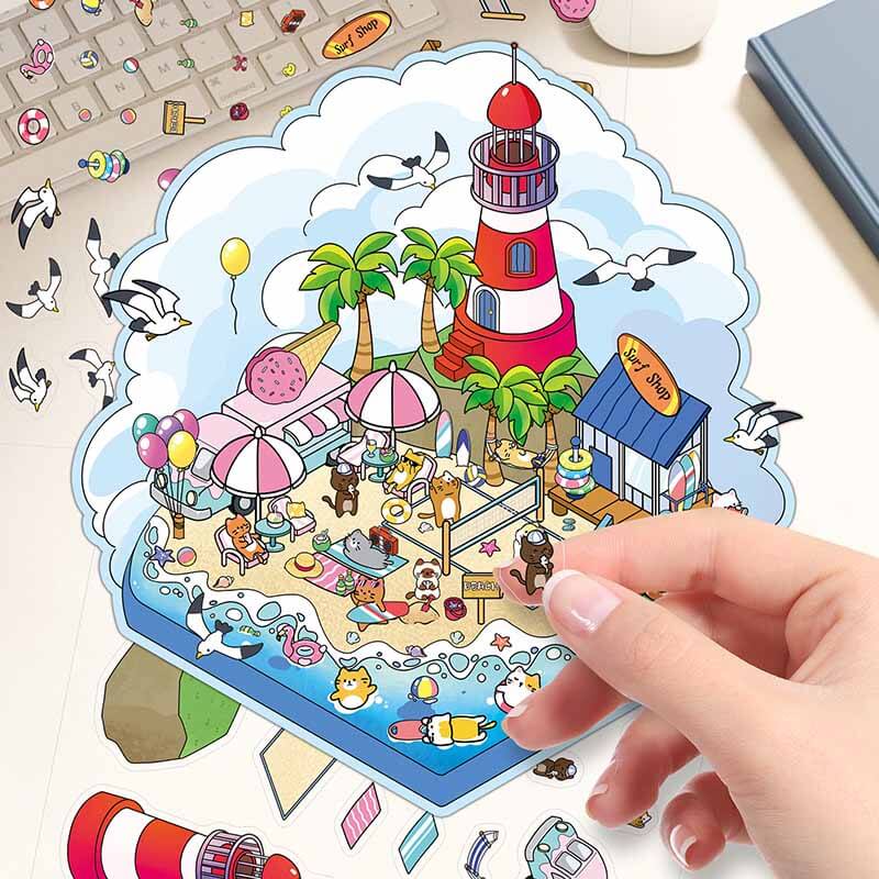 Ocean Whispers DIY 3D Scene Stickers 4 Cute Miniature Scenes(S)