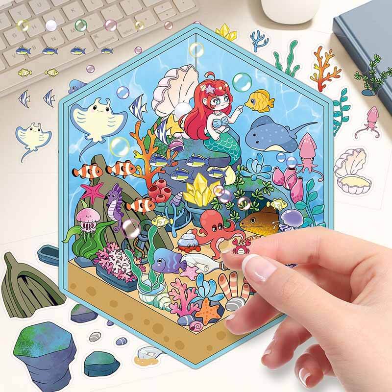 Ocean Whispers DIY 3D Scene Stickers 4 Cute Miniature Scenes(S)
