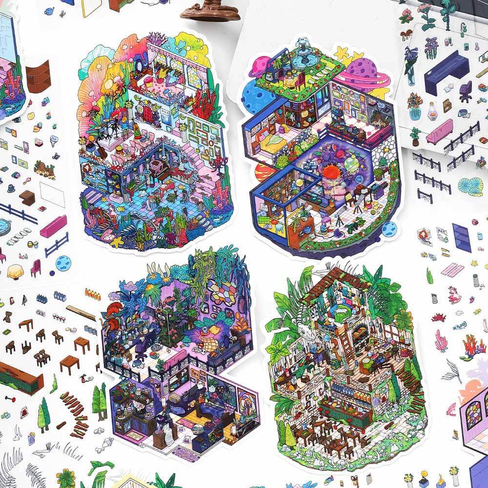 Oddity Space DIY 3D Scene Stickers 4 Cute Miniature Scenes(S)