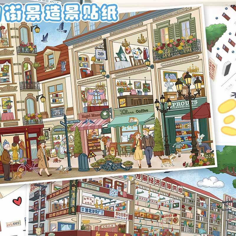 Old Europe DIY 3D Scene Stickers With Guide Lines(L)