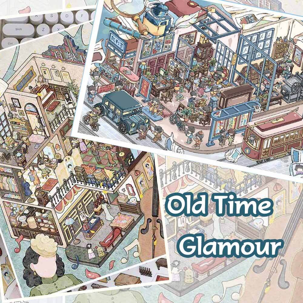 Old Time Glamour DIY 3D Scene Stickers 2 Cute Miniature Scenes(L&XL)