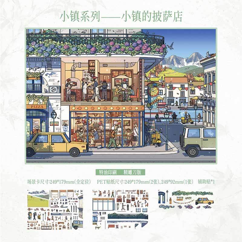 Old Town Bite DIY 3D Scene Stickers With Guide Lines(L)