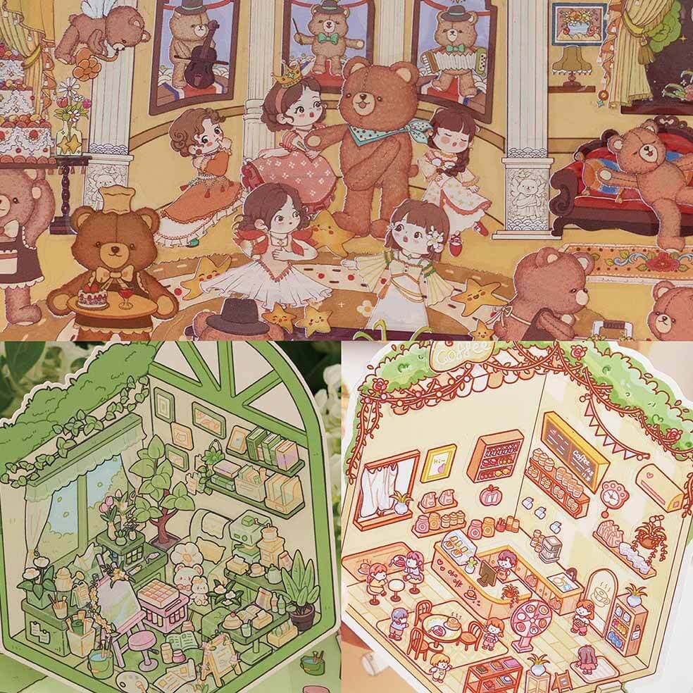 Palette of Delight DIY 3D Scene Stickers 3 Cute Miniature Scenes