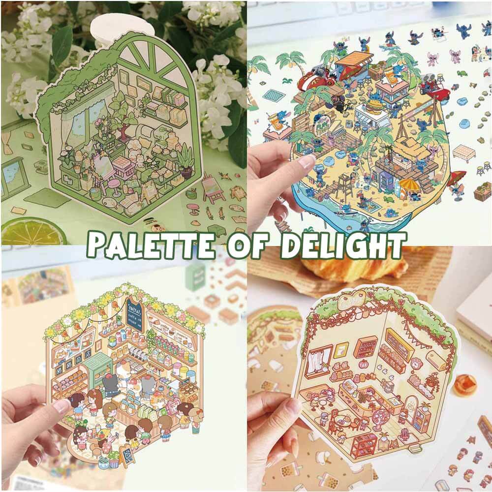 Palette of Delight DIY 3D Scene Stickers 3 Cute Miniature Scenes(S)