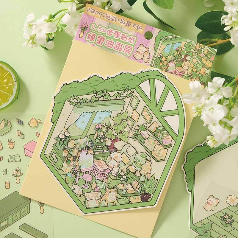 Palette of Delight DIY 3D Scene Stickers 3 Cute Miniature Scenes(S)