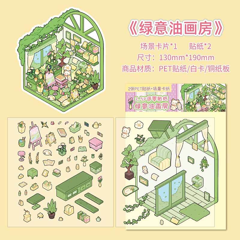 Palette of Delight DIY 3D Scene Stickers 3 Cute Miniature Scenes(S)
