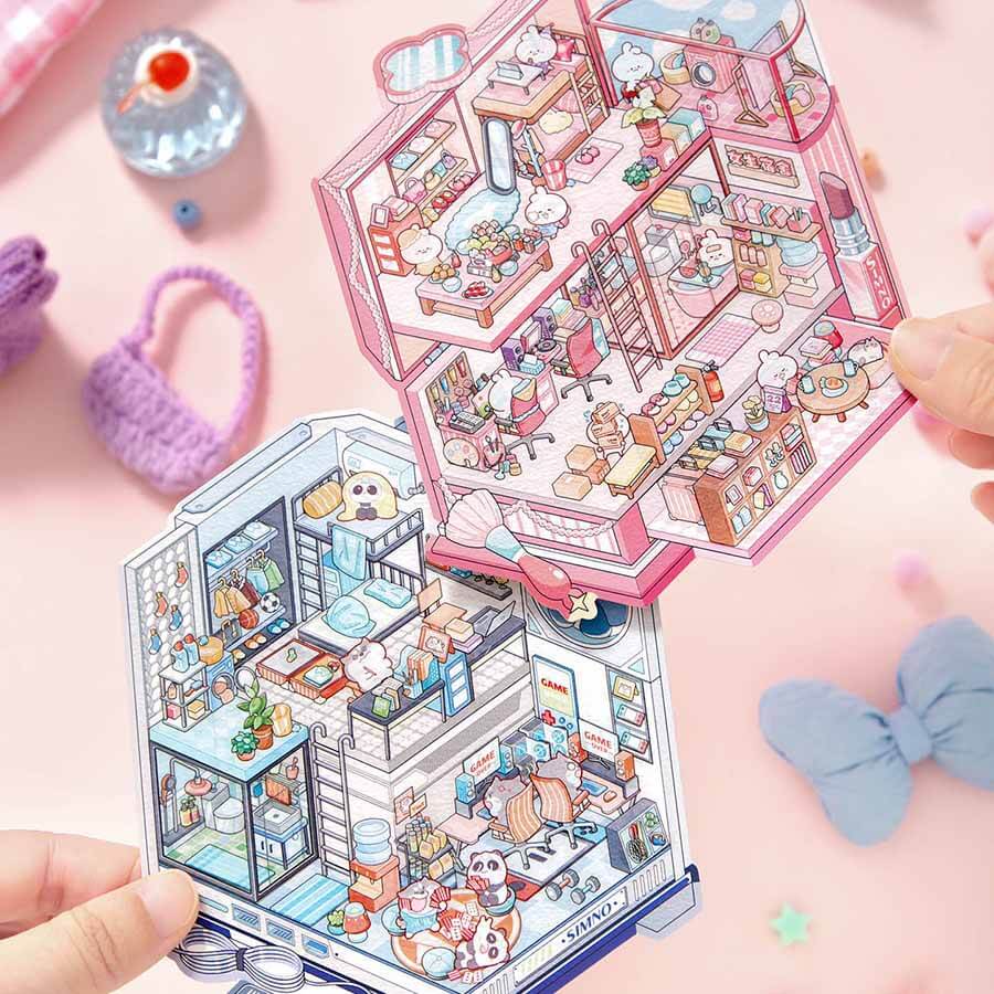 Pastel Dorm Life DIY 3D Scene Sticker 2 Cute Miniature Scenes