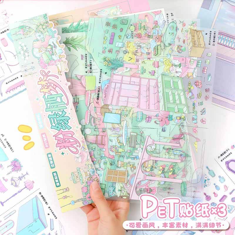 Pastel Dream  DIY 3D Scene Stickers With Guide Lines(L)