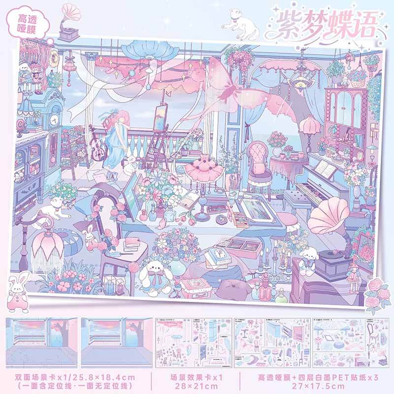 Pastel Dream  DIY 3D Scene Stickers With Guide Lines(L)