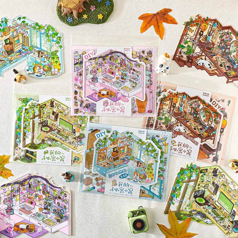 Pastel Fairytale DIY 3D Scene Stickers 4 Cute Miniature Scenes