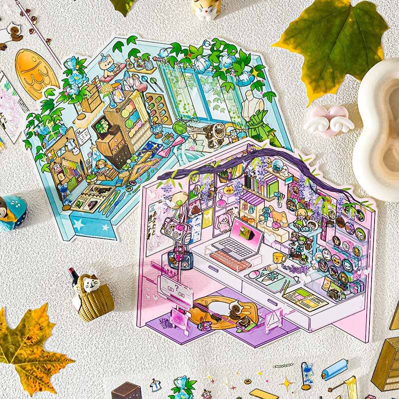 Pastel Fairytale DIY 3D Scene Stickers 4 Cute Miniature Scenes